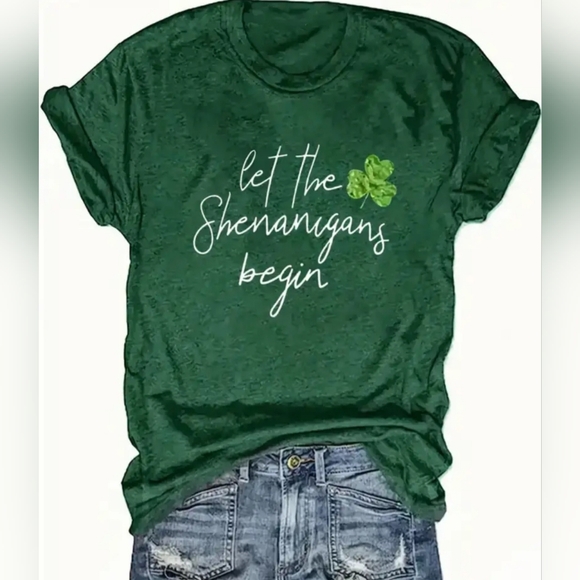 Green Graphic Tee - Let the Shenanigans Begin - Picture 2 of 3